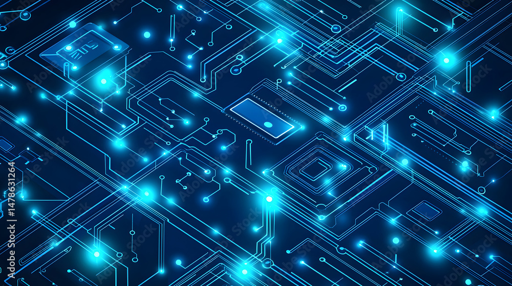 Poster exploring circuit board patterns digital realm graphic illustration technological environment abstra
