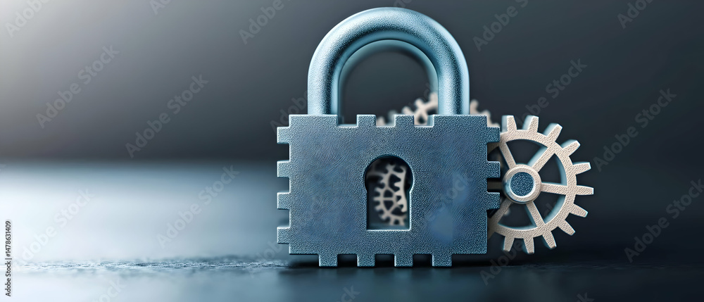 Poster abstract security system gears and lock design