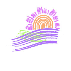 太陽と波をイメージしたおしゃれなイラスト