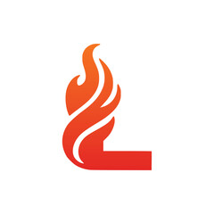 Obraz premium fire shaped letter L company logo vector illustration template design