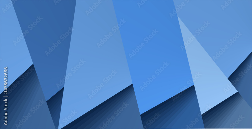 Poster the composition of parallelograms and triangles with shades of blue is a dynamic but cool artistic c
