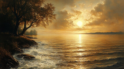 the warm, lyrical twilight of the lake