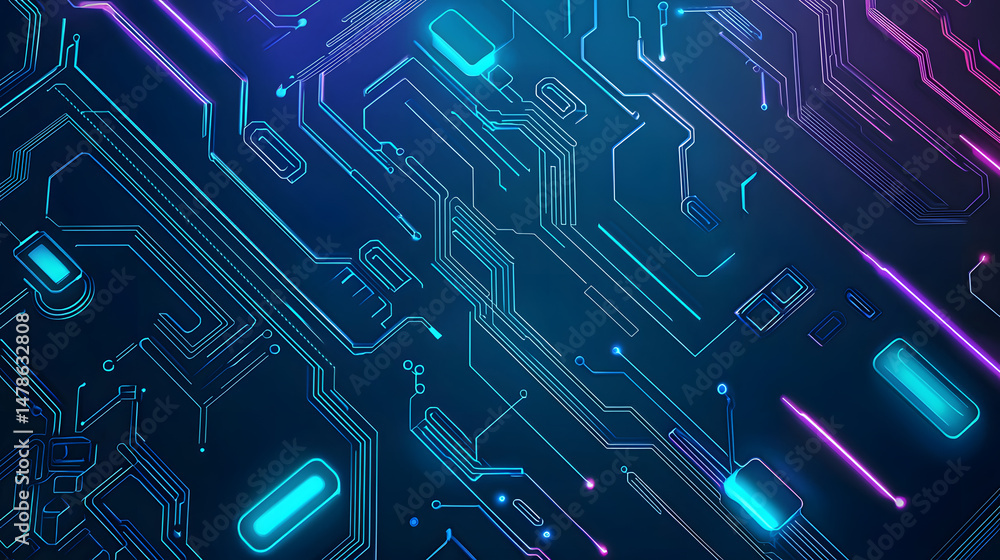 Poster exploring technology innovations digital realm circuit board patterns virtual environment abstract v