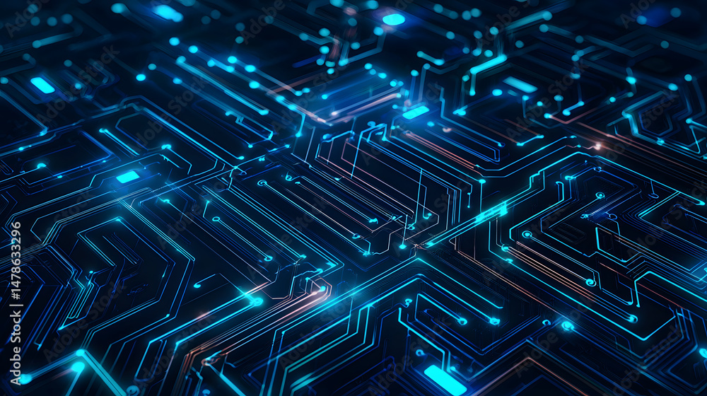Poster exploring technology innovations digital realm visual content circuit board environment futuristic p