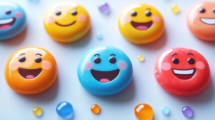 Colorful, happy emoji-shaped candies