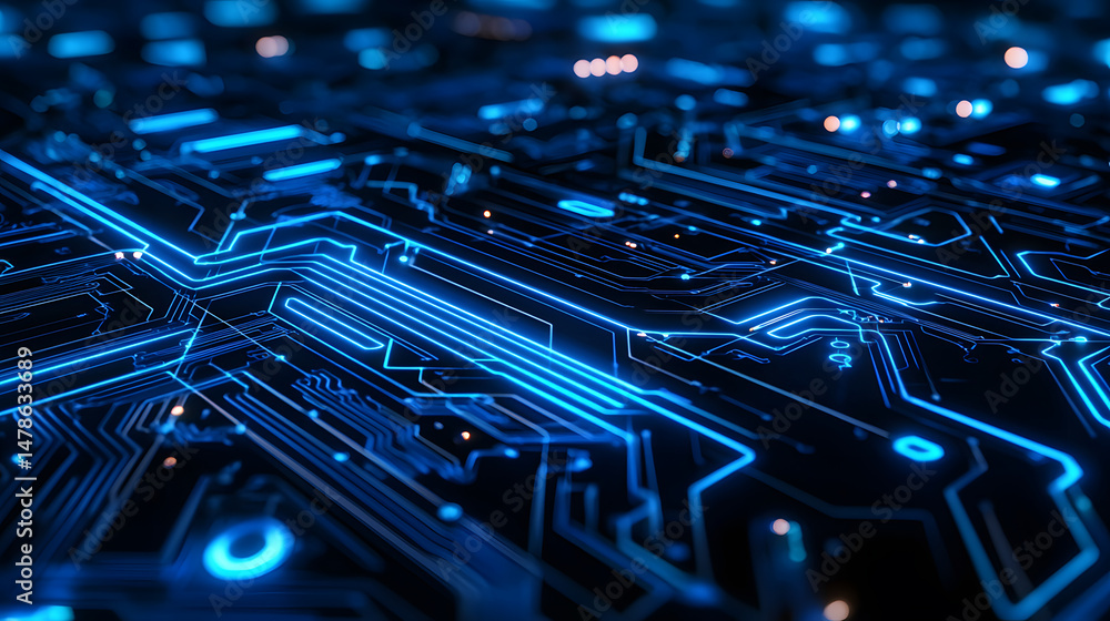 Poster exploring circuitry patterns digital space visual content tech environment close-up technology backg