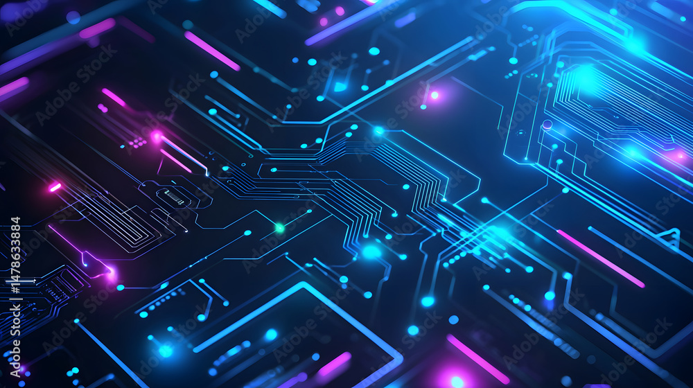 Poster exploring circuit board patterns digital realm graphic design high-tech environment abstract viewpoi