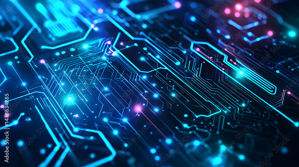 Poster exploring circuit board patterns in technology backgrounds digital environment graphic content abstr