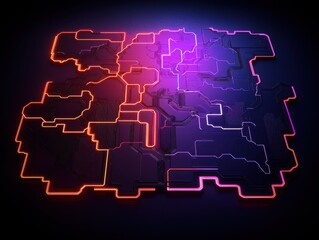 startup investment growth ecosystem concept. Abstract neon circuit design on a dark background.