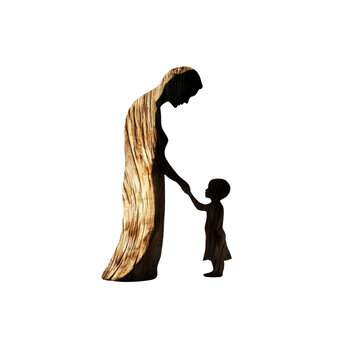 recommend clip art: Wooden Sculpture of Mother and Child Holding Hands