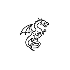 Minimalist Dragon Icon: Mythical Creature Vector Art
