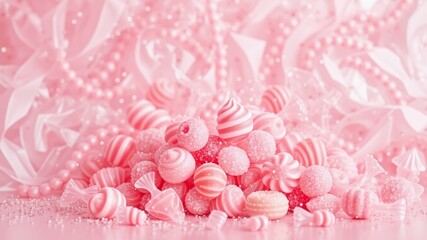 Delicate Pink Candy on Clear Background for Design
