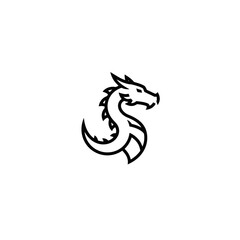 Minimalist Dragon Head Logo Design - Simple Line Art