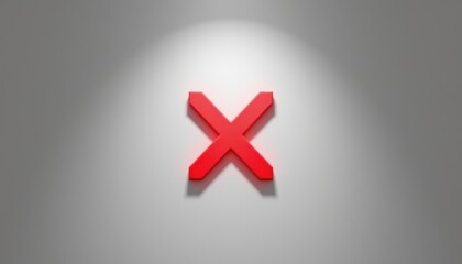 Obraz premium Creative art installation featuring bold red x symbol in minimalist gallery setting modern design perspective
