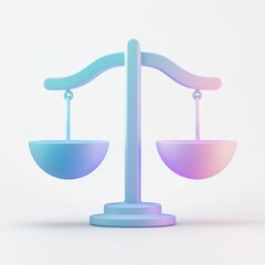 3D Balance Scale Icon in Gradient Pastel on White Background