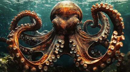 Fototapeta premium The Enchanting World of the Octopus: A Deep-Sea Marvel