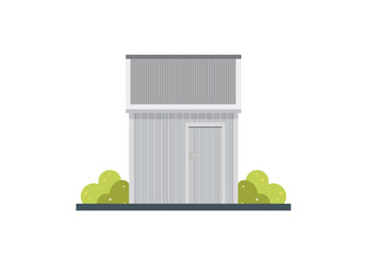 House shed with tin wall. Simple flat illustration.
