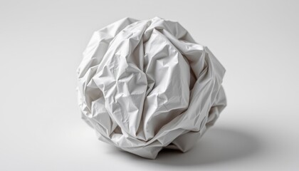 Fototapeta premium Crumpled paper ball art minimalist studio photography clean background close-up creative concepts