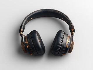 Dark leather headphones