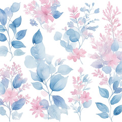 Fototapeta premium seamless floral flowers transparent background