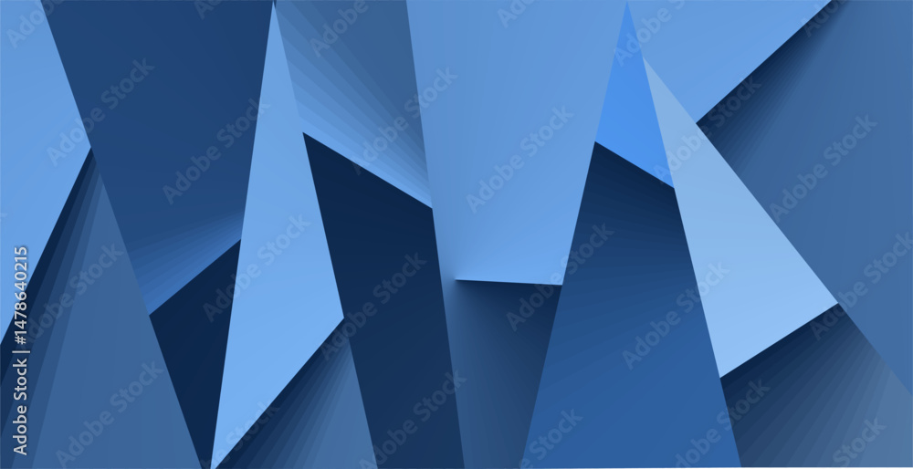 Poster the composition of parallelograms and triangles with shades of blue is a dynamic but cool artistic c