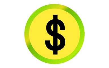 Illustration of a dollar coin with a white background