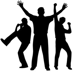 silhouettes of people celebrating