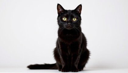 Fototapeta premium Captivating black cat portrait studio animal photography minimalistic close-up charm
