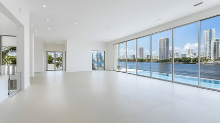 Spacious Modern Interior Of A Florida Home With City Views