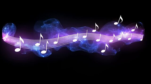 Musical notes in motion