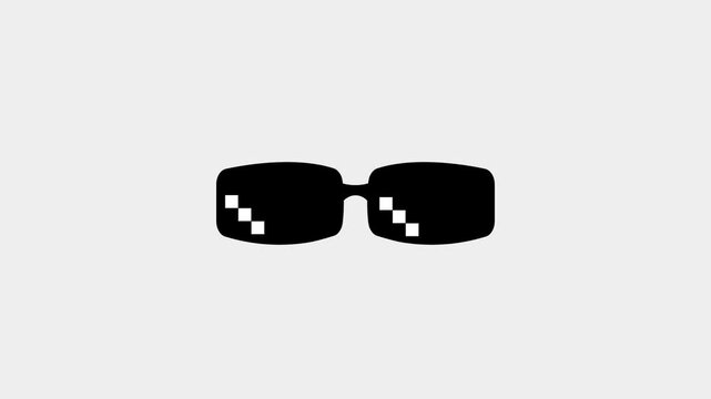 Sunglasses animation, pixel glasses, sunglasses meme, boss meme, 
light reflection, green screen.
