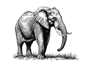 Fototapeta premium Elephant Illustration in Black and White