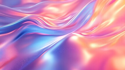 Dreamy iridescent waves pink blue hues flowing abstract art digital texture smooth surface vibrant