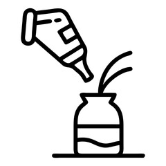 Bottle Pouring into Jar Icon , Line Art Symbol for Liquid Transfer or Beverage Filling