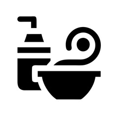 Hair Spa Treatment Icon , Shampoo Bottle and Steaming Bowl Vector for Beauty and Salon Services