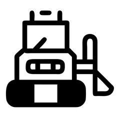 Bulldozer Icon Vector , Heavy Construction Machine Symbol for Industrial and Building Site Projects