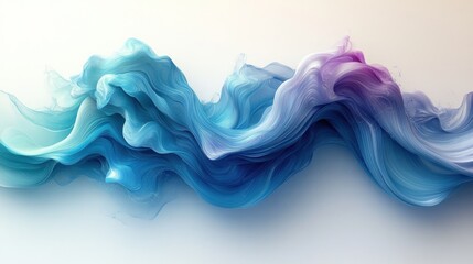 Abstract flowing liquid forms in soft pastel shades of blue and purple