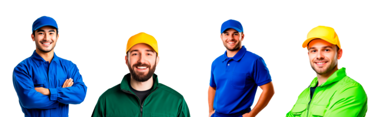 Portrait of a Smiling Manufacturing Worker Wearing a Hat isolated on transparent background