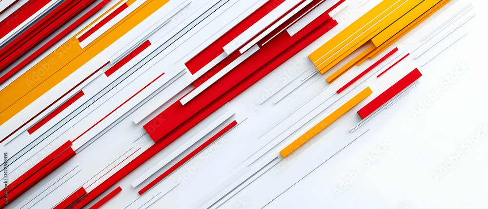 Poster abstract geometric pattern with red orange and yellow lines