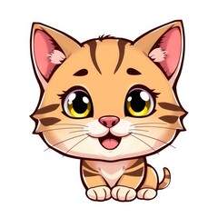 Obraz premium vector illustration of cat cute cartoon icon isolated