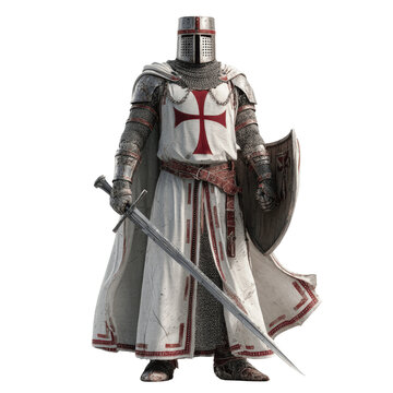 Templer Knight in Full Armor Against Green Screen