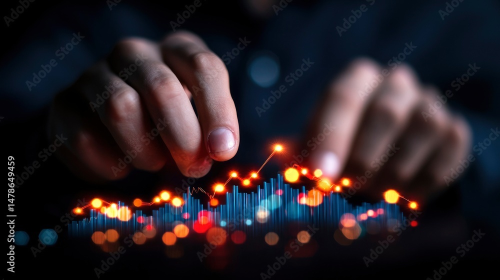 Poster hands manipulating data visualization