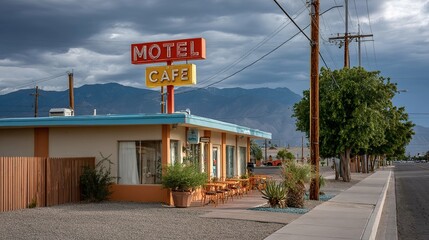 Retro roadside motel cafe