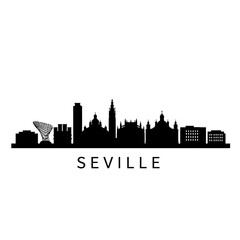 Obraz premium Seville Skyline Black Silhouette Spain.