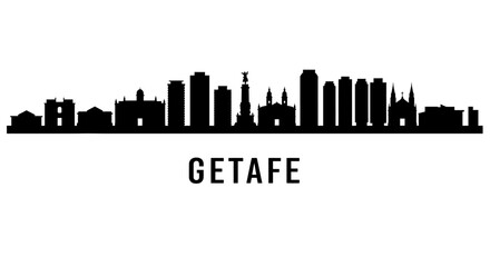 Obraz premium Getafe skyline with Spain Black silhouette.