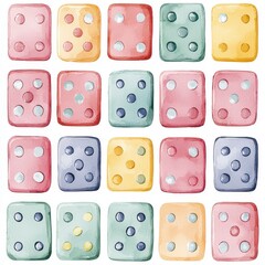 Watercolor Pastel Dice Pattern Background Perfect for Children's Games and Playful Designs