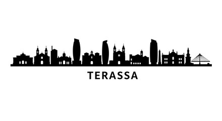Obraz premium Terrassa Skyline Silhouette with Cityscape Vector.
