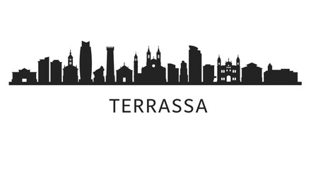 Naklejka premium Terrassa Skyline Silhouette with Spain, and Cityscape.