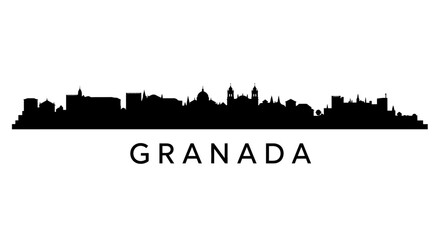 Obraz premium Granada Spain Skyline Black Silhouette Vector.