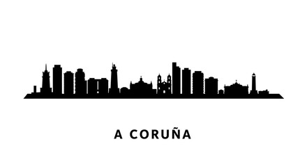 Fototapeta premium A Corua Spain Skyline Silhouette.